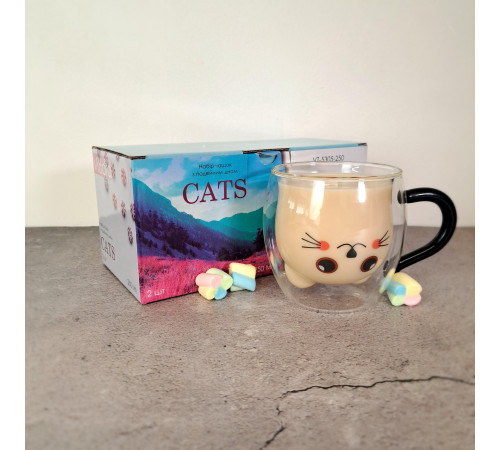 Набор чашек CATS (2 ШТ) VТ-5305-250 с двойным дном 250 мл.