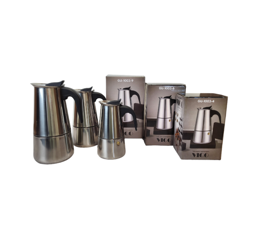 Кофеварка гейзерная GU-1003-9 Vico 9 чашек 450 мл. (сталь) GUSTO