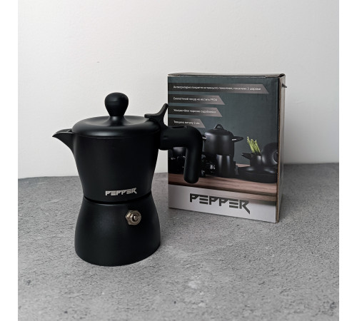 Гейзерная кофеварка PR-2241 Черная Жемчужина 50мл. PEPPER