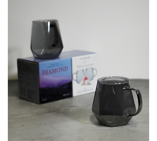 Набор чашек VT-5102-300 DIAMOND из боросиликатного стекла – 2 шт. 300 мл