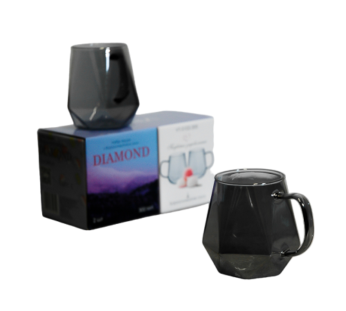 Набор чашек VT-5102-300 DIAMOND из боросиликатного стекла – 2 шт. 300 мл