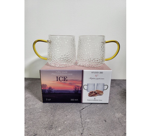 Набор чашек VT-5101-350 ICE из боросиликатного стекла – 2 шт. 350 мл