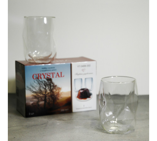 Набор стаканов VT-5408-350 CRYSTAL с двойным дном VITTORA – 2 шт. 350 мл