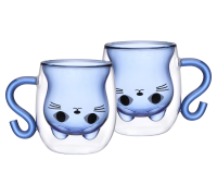 Набор чашек VT-5318-250 KITTY BLUE с двойным дном 2 шт.
