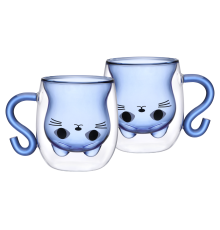 Набор чашек VT-5318-250 KITTY BLUE с двойным дном 2 шт.