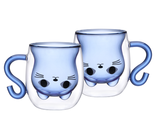 Набор чашек VT-5318-250 KITTY BLUE с двойным дном 2 шт. 250мл Vittora