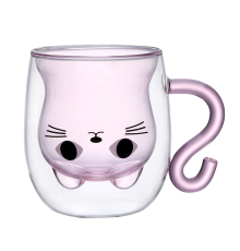 Набор чашек VT-5317-250 KITTY PINK с двойным дном 2 шт. 250мл Vittora
