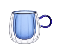 Набор чашек VT-5316-240 CUT BLUE с двойным дном 2 шт. 240мл Vittora