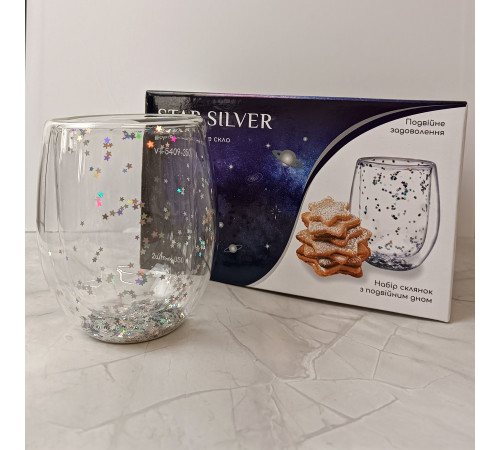 Набор стаканов VT-5409-350 STAR SILVER с двойным дном 2 шт. 350мл Vittora