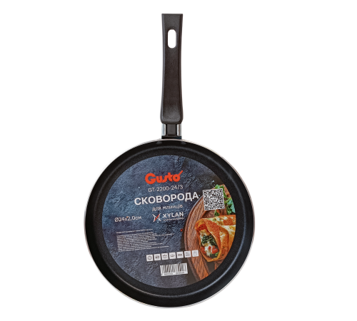Сковорода GT-2200-24/3 для блинов (черная) 24 см Gusto