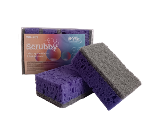 Губка кухонная Scrubby 4 шт WR-769 (9.8х6,8х3,5 см) Werk