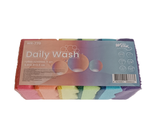 Губка кухонная Daily Wash 6 шт WR-770 (9.8х6,8х3,5 см) Werk