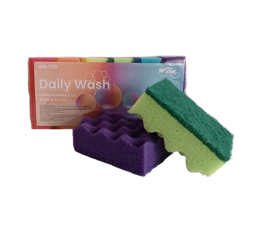 Губка кухонная Daily Wash 6 шт WR-770 (9.8х6,8х3,5 см) Werk