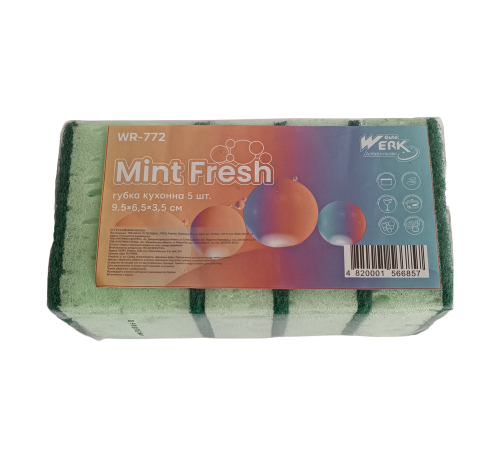 Губка кухонная Mint Fresh 5 шт WR-772 (9.5х6.5х3.5 см) Werk