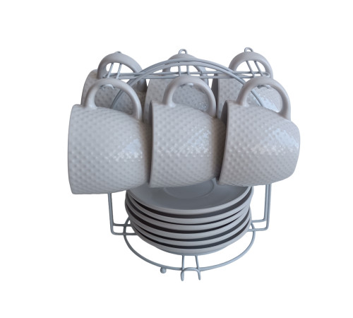 Набір Elegance VT-P-5303 6 чашок з блюдцями на підставці Vittora