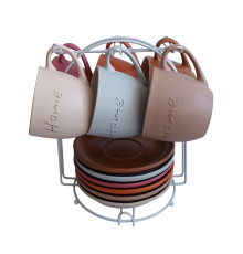 Набір Terra VT-P-5302 6 чашок з блюдцями на підставці Vittora