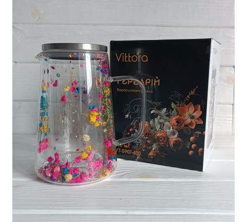 Глечик VT-5907-600 Гербарій з подвійними стінками Vittora 0.6 л.