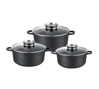 Набор кастрюль GT-2404-22/24/26 покрытие MARBLE, 6пр. (3.2л/4.5л/5.5л) Gusto