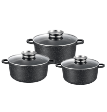 Набір каструль GT-2404-22/24/26 покриття MARBLE, 6пр. (3.2л/4.5л/5.5л) Gusto