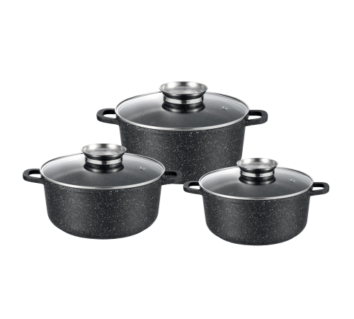 Набір каструль GT-2404-22/24/26 покриття MARBLE, 6пр. (3.2л/4.5л/5.5л) Gusto
