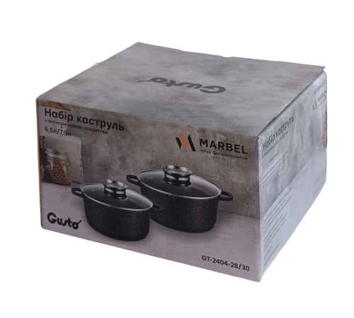 Набір каструль GT-2404-28/30 покриття MARBLE, 4пр. (6.5л/7.9л) Gusto