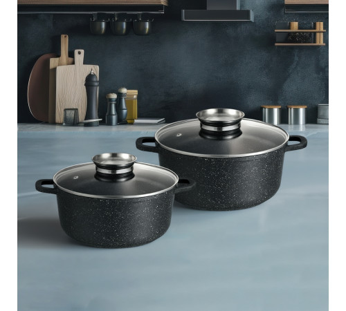 Набір каструль GT-2404-28/30 покриття MARBLE, 4пр. (6.5л/7.9л) Gusto