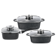 Набір квадратних каструль GT-2504-18/22/24 покриття MARBLE, 6пр. (2.0л/3.5л/4.4л) Gusto