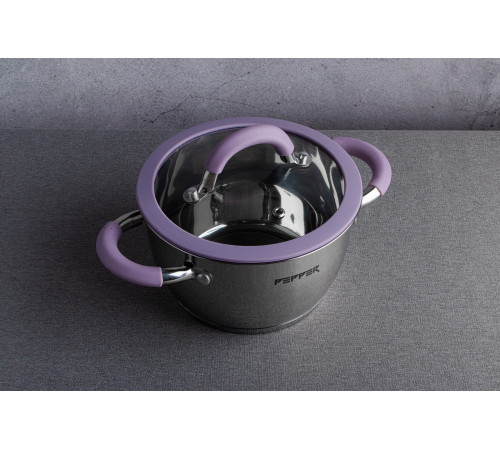 Кастрюля PR-1109-20 Purple iris Крышка с силиконовым ободком 20 см 3.2 л PEPPER
