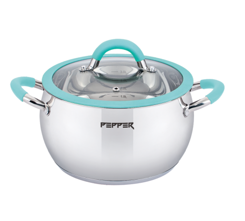 Кастрюля PR-1110-18 Apple Mint Крышка с силиконовым ободком 18 см 3 л PEPPER
