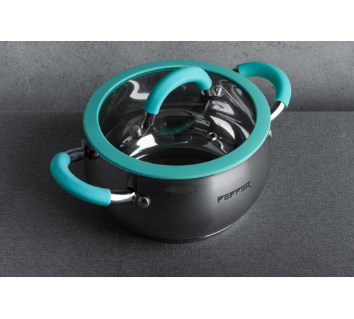 Кастрюля PR-1110-22 Apple Mint Крышка с силиконовым ободком 22 см 5 л PEPPER