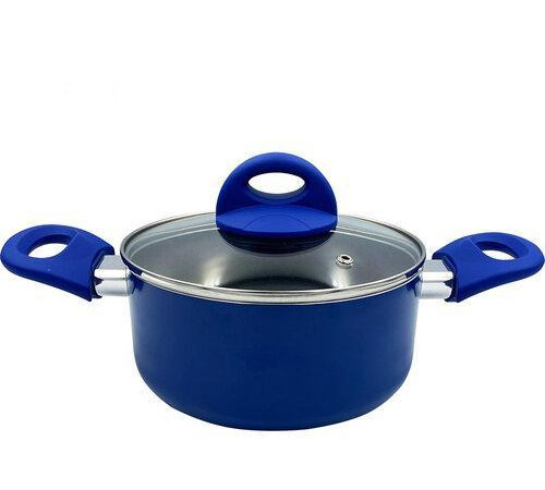 Кастрюля GT-2408-18/1 с крышкой покрытия WEILBURGER синяя 18 см Gusto