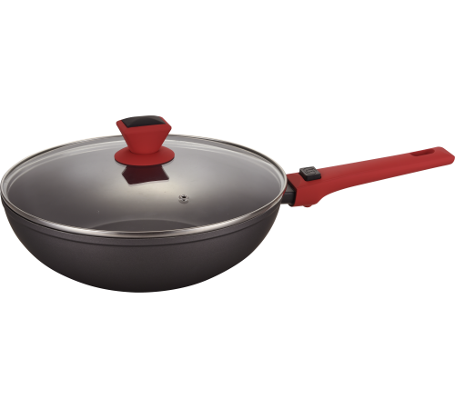 PEPPER PR-2211 Сковорода Агат со съемной ручкой и крышкой (greblon C2) 280x80 мм